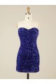 Cheap Short Sweetheart Velvet Sequin Prom Dress