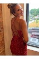 Cheap V-Neck Sleeveless Short Velvet Sequins Prom Dress