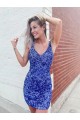 Cheap Short Velvet Sequin V-Neck Sleeveless Prom Dress