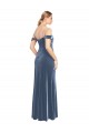 Cheap Draped Sleeves Wide Scoop Neck Off the Shoulder Velvet Prom Dress