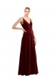 Cheap Faux Wrap V-Neck Sleek Long Velvet Prom Dress