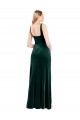 Cheap Square Neck Full Length Velvet Prom Dress with Side Slit