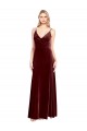 Cheap Faux Surplice Neckline Slim A-Line Long Velvet Prom Dress