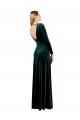 Cheap Plunging V-Neckline Long Sleeves Open Back Velvet Prom Dress