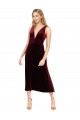 Cheap Daring Plunging V-Neckline Short Midi Length Velvet Cocktail Prom Dress / Homecoming Dress