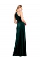 Cheap Long Jewel Neck Full Length Velvet Prom Dress with Side Slit