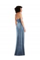Cheap Strapless Velvet Maxi Prom Dress with Draped Skirt