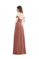 Cheap Off the Shoulder Flounce Sleeve Velvet Maxi Prom Dress & Pockets