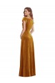 Cheap Cap Sleeve Faux Wrap Velvet Maxi Prom Dress with Pockets