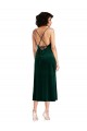 Cheap Midi Length Cowl Neck Velvet Short Slip Cocktail Prom Dress / Homecoming Dress