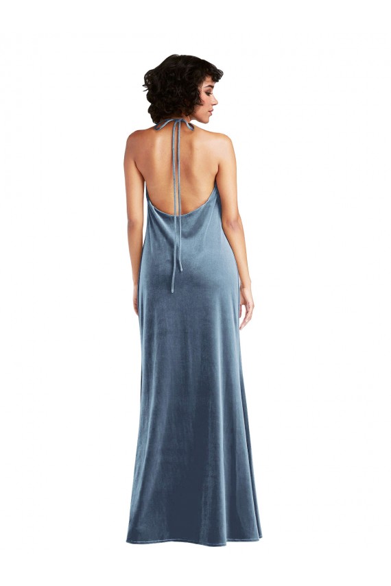 Cheap Cowl Neck Velvet Maxi Slip Prom Dress