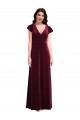 Cheap Flutter Sleeve Velvet Maxi Prom Dress with Pockets