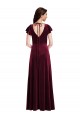 Cheap Flutter Sleeve Velvet Maxi Prom Dress with Pockets