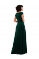 Cheap Cowl Neck Cap Sleeve Velvet Maxi Prom Dress with Pockets