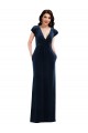 Cheap Flutter Sleeve Wrap Bodice Velvet Maxi Prom Dress with Pockets