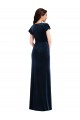 Cheap Flutter Sleeve Wrap Bodice Velvet Maxi Prom Dress with Pockets