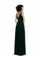 Cheap Floor Length Velvet Maxi Prom Dress with Shirred Bodice and Front Slit