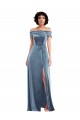Cheap Draped Cuff Off the Shoulder Velvet Maxi Prom Dress with Pockets