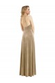 Cheap High Neck Halter Open Back Long Velvet Maxi Prom Dress with Pockets