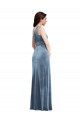 Cheap One Shoulder Draped Velvet Maxi Prom Dress
