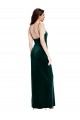 Cheap Straight Neckline Spaghetti Straps Long Velvet Prom Dress with High Side Slit