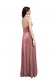 Cheap Low Scoop Back Long V-Neck Velvet Slip Prom Dress