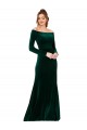 Cheap Off the Shoulder Long Sleeves Stretch Velvet Prom Dress