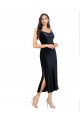 Cheap Midi Length Velvet Cocktail Prom Dress / Homecoming Dress with Cowl Neck and Spaghetti Straps