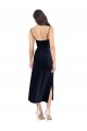Cheap Midi Length Velvet Cocktail Prom Dress / Homecoming Dress with Cowl Neck and Spaghetti Straps