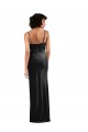 Cheap Modern Floor-Length Velvet Prom Dress with Cowl Neck and Spaghetti Straps
