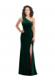 Cheap One Shoulder Velvet Trumpet Prom Dress with Front Slit