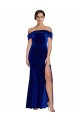 Cheap Full Length Long Velvet Prom Dress with Side Split