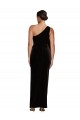 Cheap One Shoulder Long Velvet Prom Dress with Side Split and Shoulder Tie
