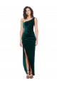 Cheap One Shoulder Velvet Front Wrap Prom Dress 