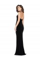 Cheap Halter Neck Wide Straps Long Velvet Prom Dress with Side Split
