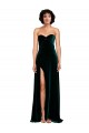Cheap Sweetheart Fluid Velvet Prom Dress with High Split