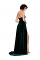 Cheap Sweetheart Fluid Velvet Prom Dress with High Split